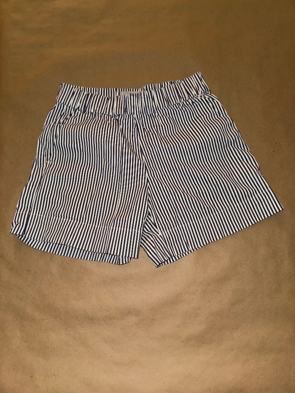 Everlane Easy Pant Cotton Striped Blue and White Shorts Size 6 Preppy Euro Vacay
